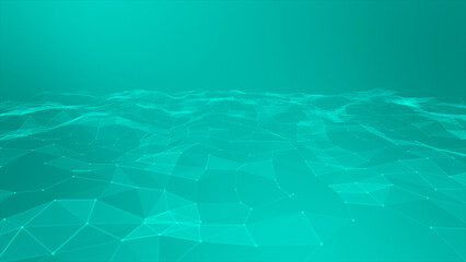 Cyan color low poly design with lines and dots professional business background