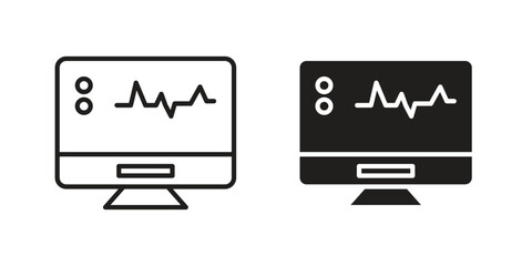 EKG monitor icon line style graphic design .editable vectors.