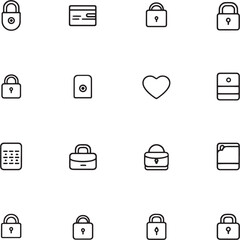 Modern Smart Lock Controller Outline Icon Set