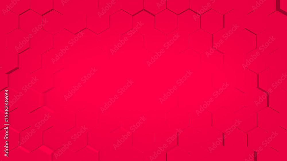 Aufkleber magenta red color 3d hexagonal shapes slowly moving geometrical background for professional use