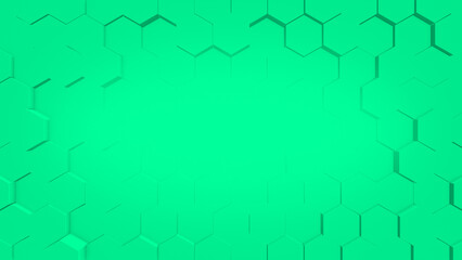 Turquoise color 3d hexagonal shapes slowly moving geometrical background for professional use
