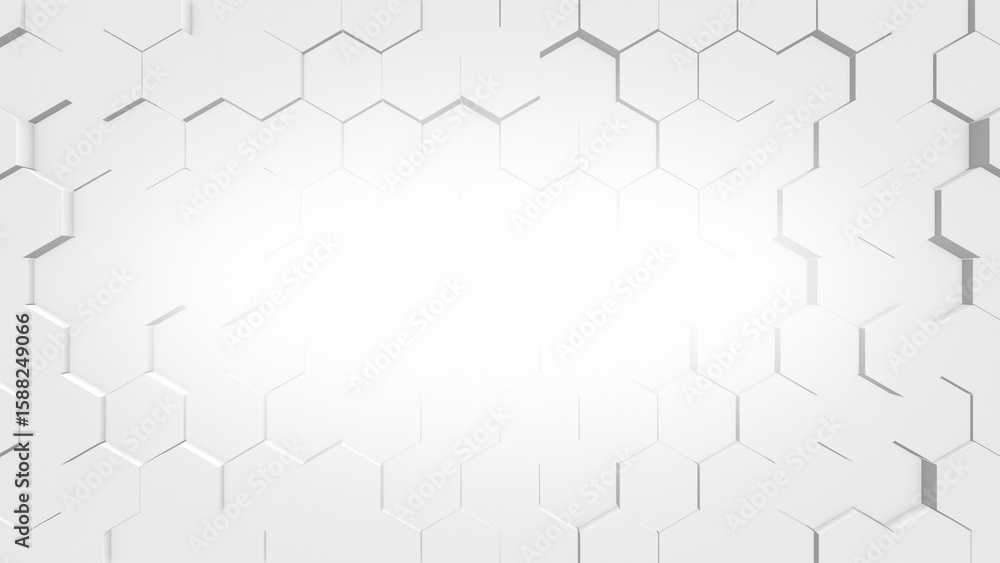 Poster white and black color 3d hexagonal shapes slowly moving geometrical background for professional use