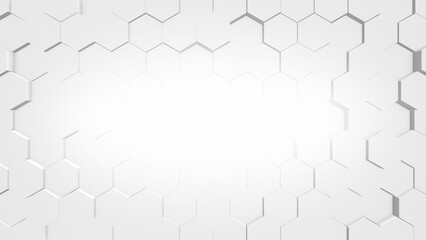 White and Black color 3d hexagonal shapes slowly moving geometrical background for professional use