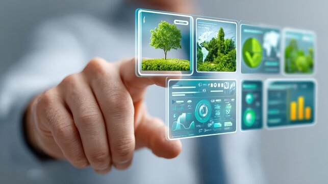 Digital technology concepts showcasing sustainability and environmental analytics visualization