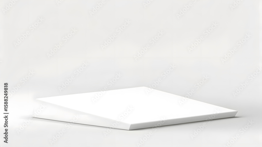 Poster clean white geometric wedge shape with a smooth surface on a light gray background