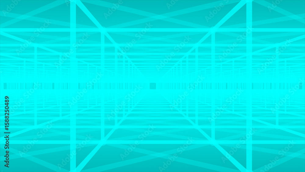 Poster cyan color complex 3d hi-tech futuristic tunnel technology digital abstract background
