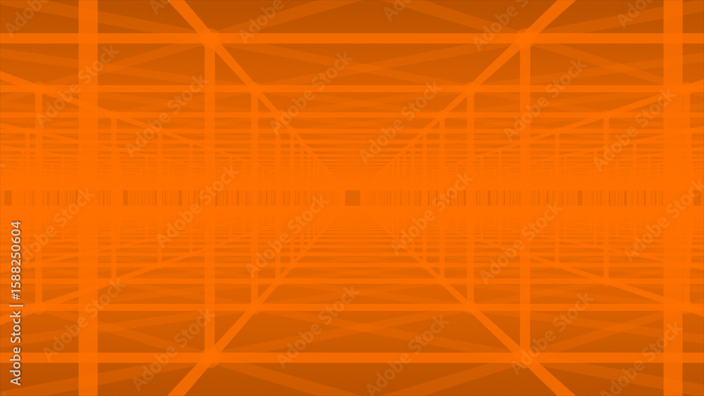 Poster orange color complex 3d hi-tech futuristic tunnel technology digital abstract background