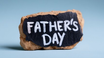 Rustic stone with chalk written Father's Day message on a muted blue background