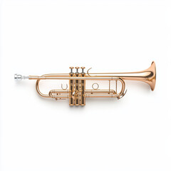 Obraz premium A detailed, realistic illustration of a shiny brass trumpet isolated on a white background.