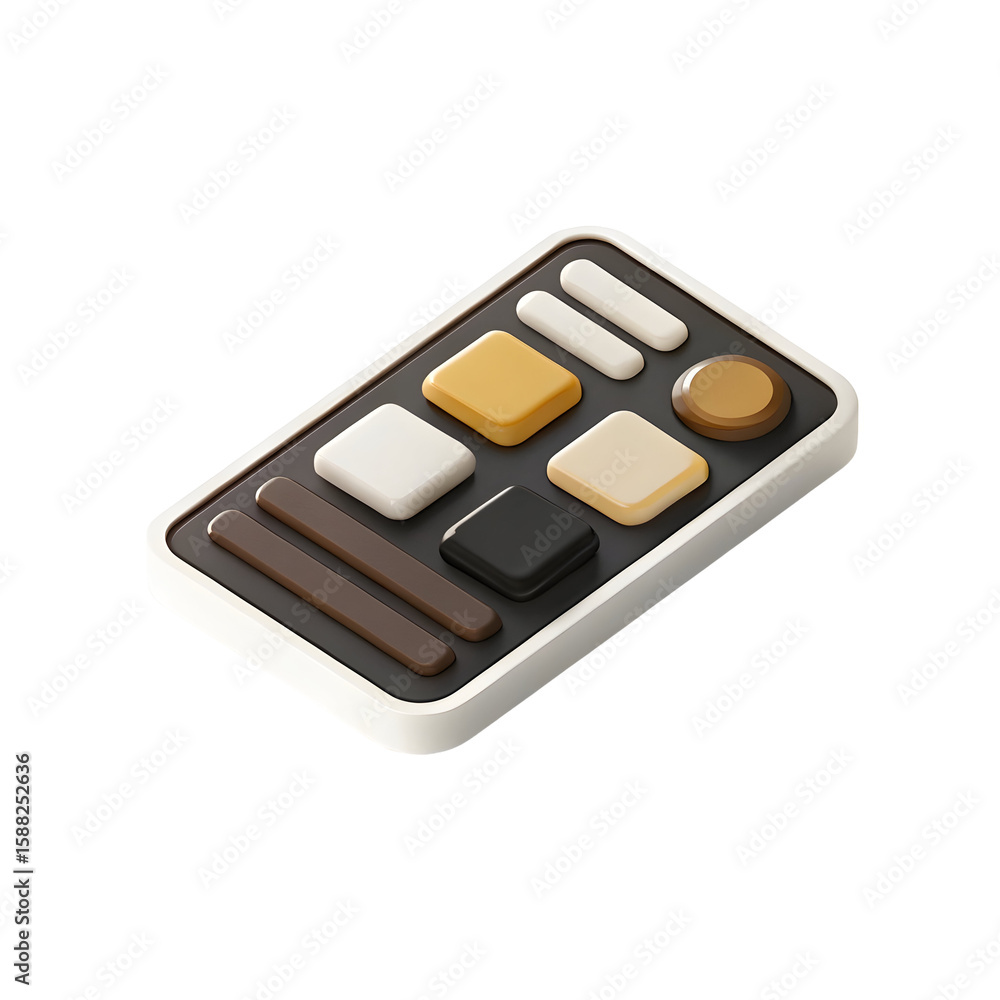 Poster isometric interface elements isolated on a transparent background