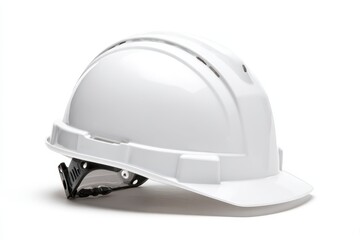 Fototapeta premium Hard Hat Side. White Builder Helmet Headgear for Protection, Isolated on Horizontal Background