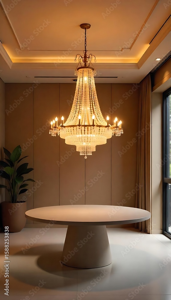 Poster generative ai creating a luxurious interior scene with elegant chandelier
