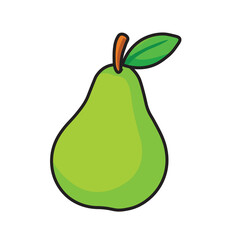 Illustration Vector Graphic Cartoon of a Fresh Green Pear with Leaf