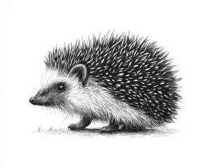 Obraz premium Hedgehog Doodle. Isolated White Doodle of a Natural Hedgehog