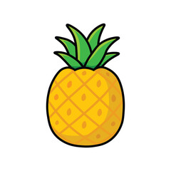 Illustration Vector Graphic Cartoon of a Fresh Ripe Pineapple with Detailed Texture