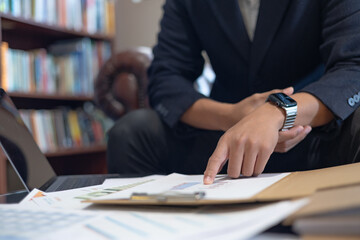 Businessman touch investment growth graph chart and analysing growth achievement diagram data trading and exchange, Stock market, Investment, dynamics of financial growth of business