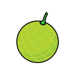 Illustration Vector Graphic Cartoon of a Whole Green Melon
