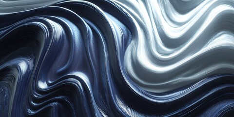 Liquid Metallic Abstract Texture with Flowing Glossy Waves