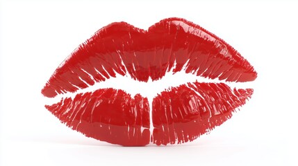 Glossy red kiss mark showcasing vibrant lips with a fresh coat of playful glam for beauty or romance themes