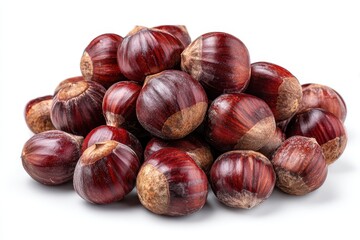 Obraz premium Pile of reddish-brown chestnuts (1)