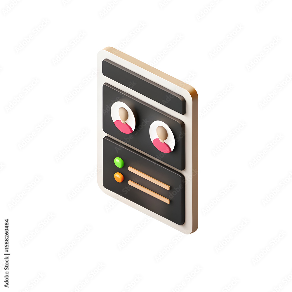 Poster isometric dashboard user profiles isolated on a transparent background
