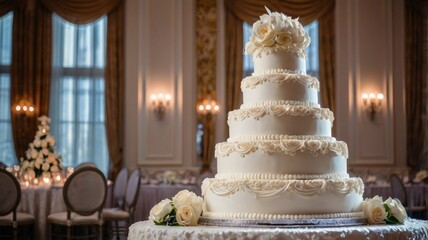 white wedding cake