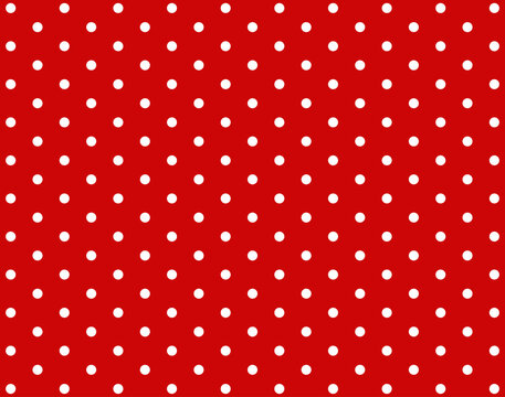 White polka dot seamless pattern on red background. Polka dot background. Dotted cute pattern. artistic doodle sketch tiny dots seamless surface design.