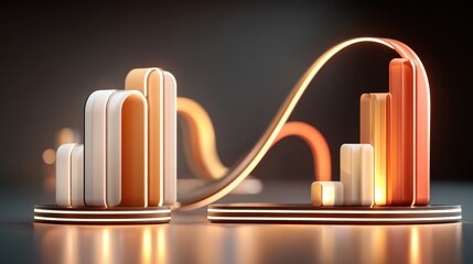 Stylized holographic bar graph in glowing light