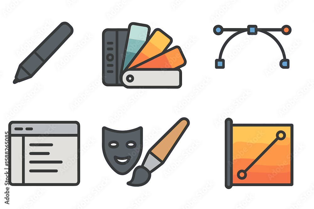 Poster creative tools for design and art projects showcase essential elements for graphic artists and creat