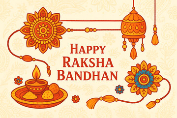 Celebrate Raksha Bandhan with Decorative Rakhi, Diya, and Indian Sweets