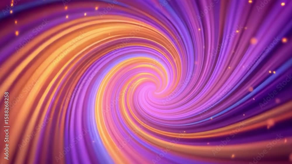 Poster vibrant swirling abstract design with purple and orange hues creating a dynamic visual effect
