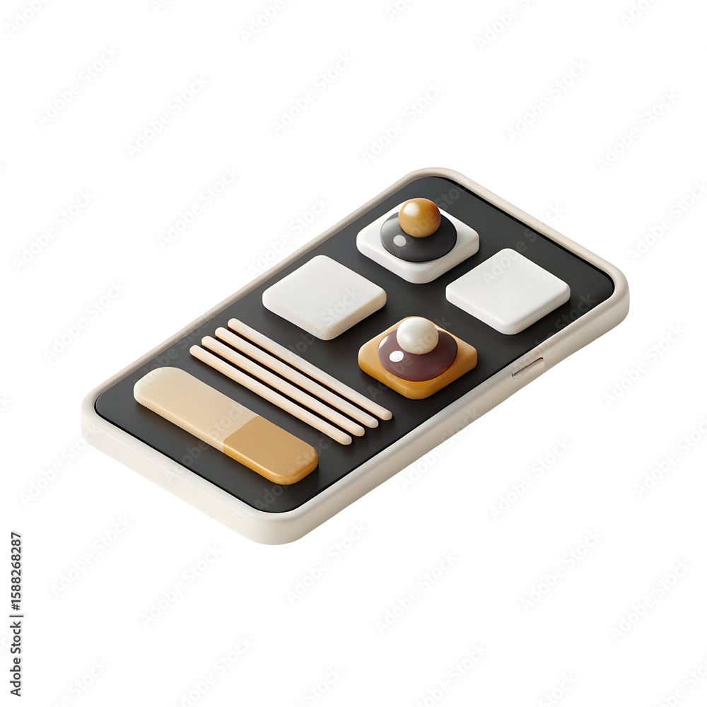 Poster isometric sushi interface isolated on a transparent background