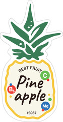 Pineapple Illustrated Produce Sticker Design Template PLU Code. Vector Package Tag or produce Sticke