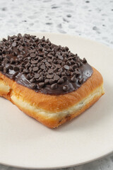 A view of a chocolate chip roll.