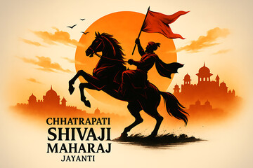 Majestic Warrior Shivaji Maharaj on Horseback at Sunrise