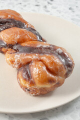A view of a tiger tail donut.
