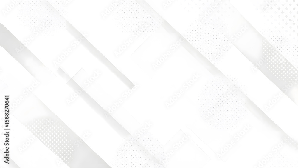Poster abstract white and grey diagonal geometric shapes and halftone dots pattern background