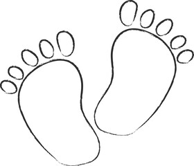 hand drawn baby foot steps. Hand drawn shape of new born baby's foot steps design with brush pen stroke element. for pregnant women, parents, print, Vector illustration