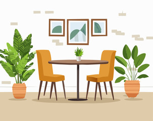 Stylish wooden table and modern chair set for dining, kitchen, or office space decor – perfect furniture combo for home or workspace interiors