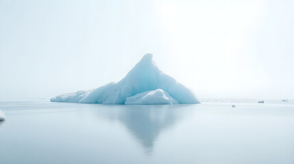 Distant Iceberg Floating on Calm Blue Water
