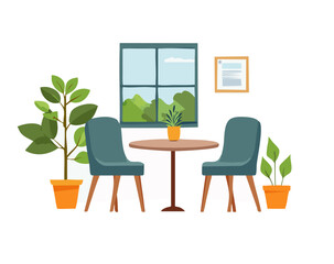 Stylish wooden table and modern chair set for dining, kitchen, or office space decor – perfect furniture combo for home or workspace interiors