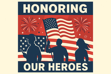 Honoring Our Heroes - Patriotic Celebration with Fireworks and American Flag