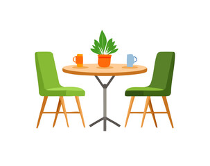 Stylish wooden table and modern chair set for dining, kitchen, or office space decor – perfect furniture combo for home or workspace interiors