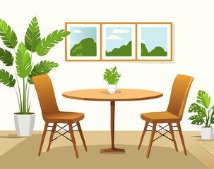Stylish wooden table and modern chair set for dining, kitchen, or office space decor – perfect furniture combo for home or workspace interiors