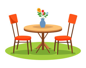 Stylish wooden table and modern chair set for dining, kitchen, or office space decor – perfect furniture combo for home or workspace interiors
