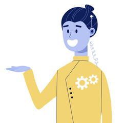 AI personal assistant character. Artificial intelligence or chatbot robot. Customer service vector Illustration