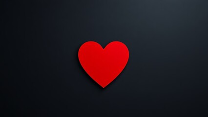 Minimalist red heart on dark textured background with directional lighting