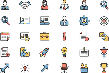 Collection of various business and job related icons on a white background view