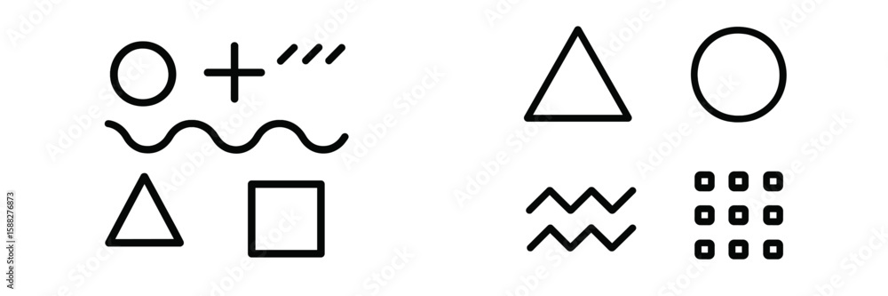 Poster abstract geometric shapes and patterns displayed on a minimalist background for design inspiration