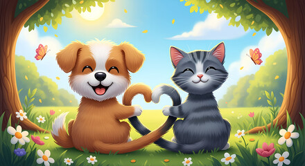 a cat and a dog being best friend